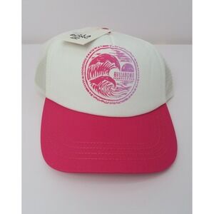 Billabong White and Pink Trucker Hat with Wave Graphic